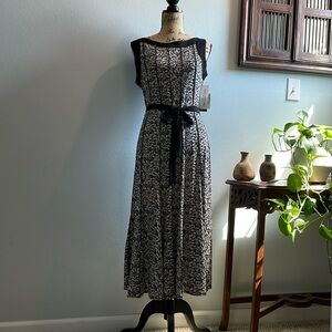 Perceptions Womens Sleeveless Paisley Midi Fit + Flare Dress